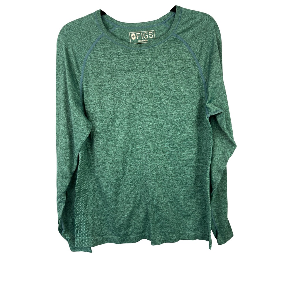 FIGS Salta Seamless Long Sleeve Underscrub Heathered Green SzL
